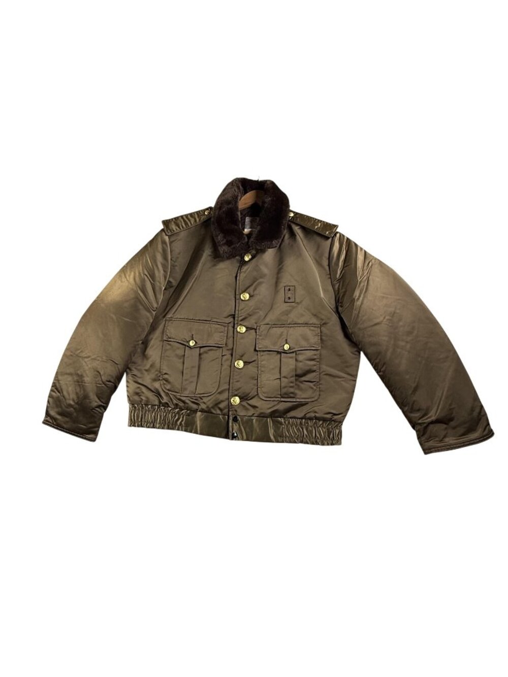 Vintage Horace Small Tuffy Jac Jacket Mens 46 Brown Nylon Bomber Army Fur Collar